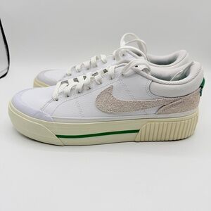 Nike Court Legacy Lift Low Women’s 8.5 White/Green – New, Small Fabric Stain